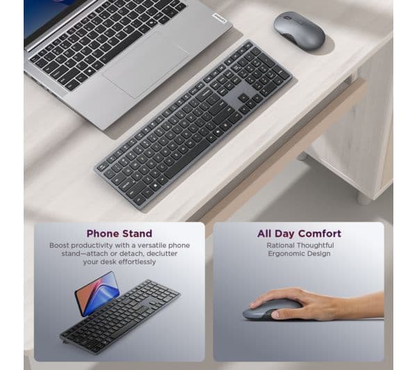 LENOVO 700 Wireless Keyboard Mouse Luna Grey - Image 2