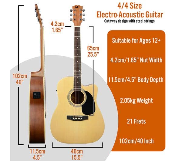 3RD AVENUE MX Cutaway Premium Electro-Acoustic Guitar Bundle - Natural - Image 4