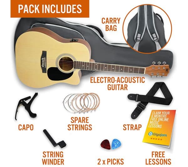 3RD AVENUE MX Cutaway Premium Electro-Acoustic Guitar Bundle - Natural - Image 5