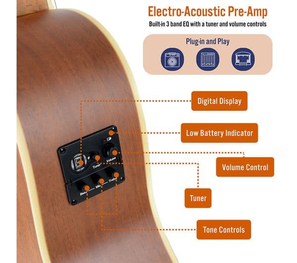 3RD AVENUE MX Cutaway Premium Electro-Acoustic Guitar Bundle - Natural - Image 6