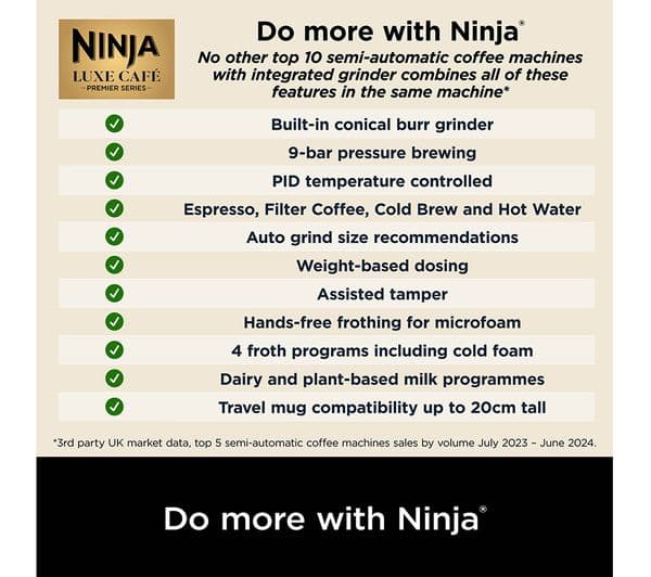 Ninja Luxe Cafe Premier Series ES601UKBK Bean to Cup Coffee Machine - Black - Image 7