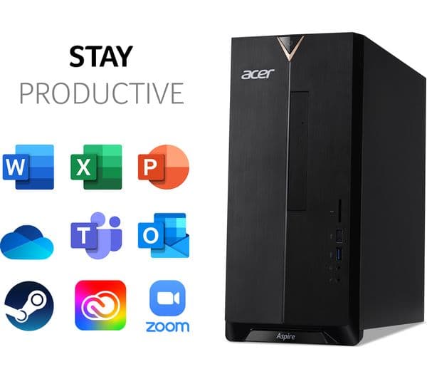 ACER Aspire TC-895 Desktop PC - Intel® Core™ i7, 1 TB HDD & 256 GB SSD, Black - Image 2