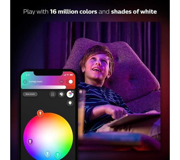 PHILIPS HUE White & Colour Ambiance Smart Lighting Starter Kit with Bridge - B22 - Image 6
