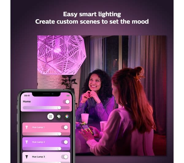 PHILIPS HUE White & Colour Ambiance Smart Lighting Starter Kit with Bridge - B22 - Image 7