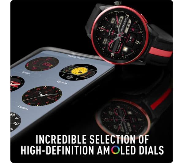 REFLEX ACTIVE Series 54 Smart Watch - Black with Black & Red Silicone Strap - Image 3