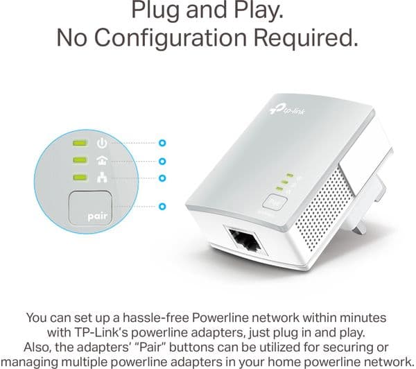 TP-LINK TL-PA4010 Powerline Adapter Kit - AV600, Twin Pack - Image 4