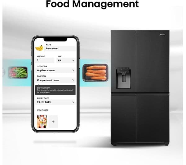 HISENSE PureFlat Infinite RS818N4TFE American-Style Smart Fridge Freezer - Black Stainless Steel - Image 4