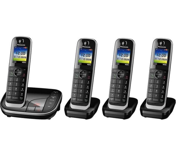 PANASONIC KX-TGJ424EB Cordless Phone - Quad Handsets, Black - Image 1