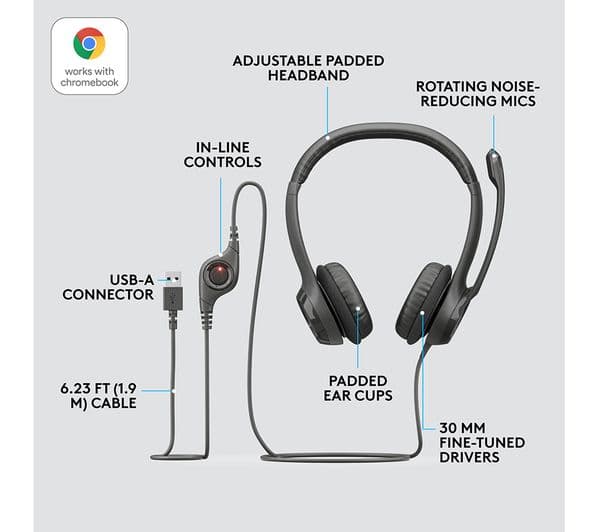 LOGITECH H390 Headset - Graphite - Image 6