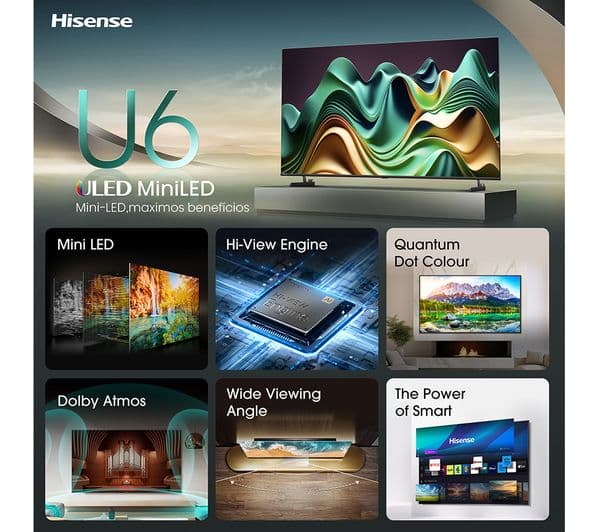 HISENSE 55U6NQTUK 55" Smart 4K Ultra HD HDR Mini LED TV with Amazon Alexa - Image 3