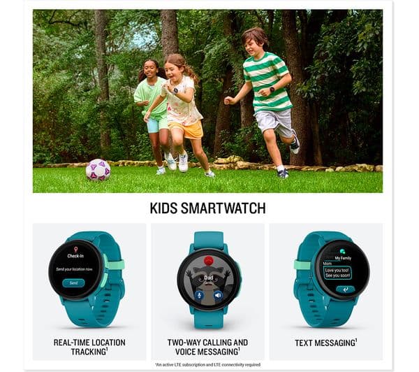 Garmin Bounce 2 Kids Smart Watch GPS LTE Calling Messaging AMOLED 4GB 5 ATM - Turquoise - Image 2