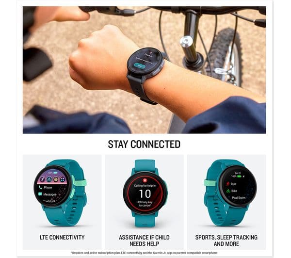 Garmin Bounce 2 Kids Smart Watch GPS LTE Calling Messaging AMOLED 4GB 5 ATM - Turquoise - Image 4