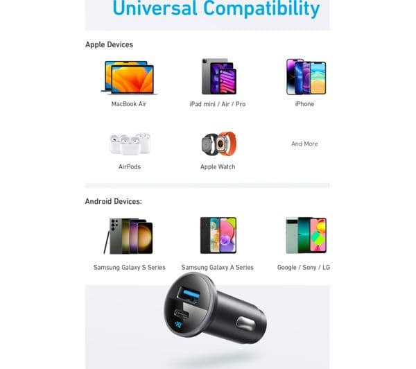ANKER 2-Port 52.5W USB Type-C Car Charger Black - Image 10