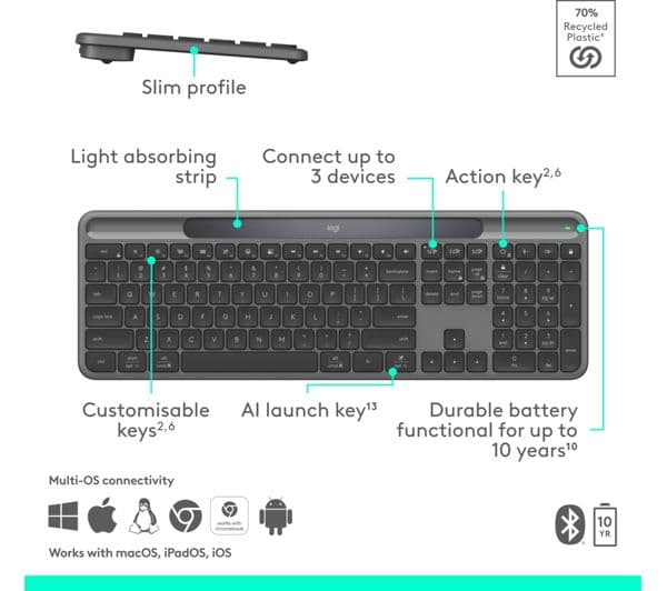 Logitech Signature Slim Solar+ Keyboard Graphite - Image 8
