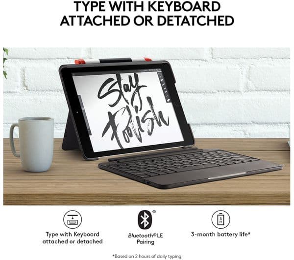 LOGITECH Slim Combo 9.7" iPad Case & Keyboard - Black - Image 5