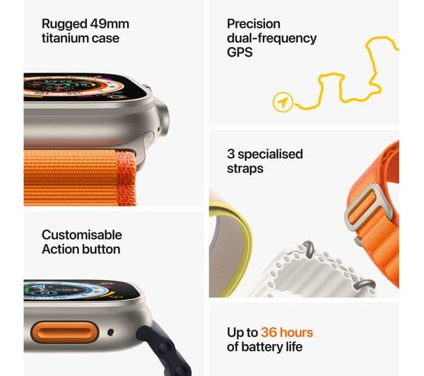 APPLE Watch Ultra Cellular Ocean Band, 49 mm - Titanium Midnight - Image 7