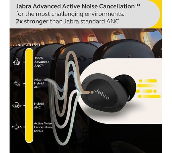 JABRA Elite 10 Wireless Bluetooth Noise-Cancelling Earbuds - Gloss Black - Image 7