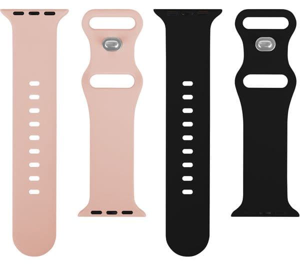 SANDSTROM Apple Watch 38-42 mm (Series 10/11) Silicone Strap - Set of 2, Pink & Black - Image 2