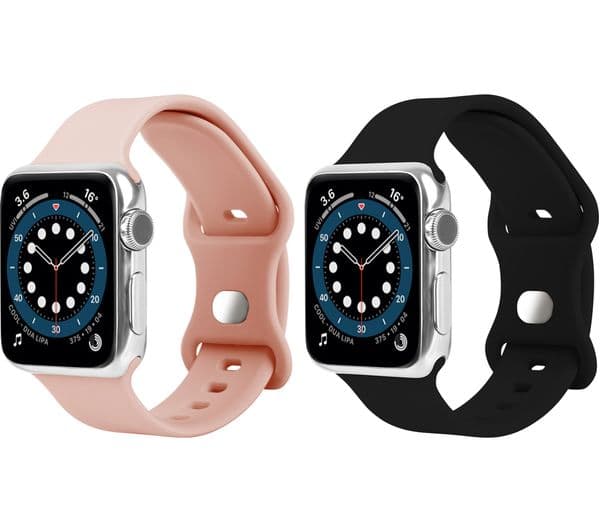 SANDSTROM Apple Watch 38-42 mm (Series 10/11) Silicone Strap - Set of 2, Pink & Black - Image 3