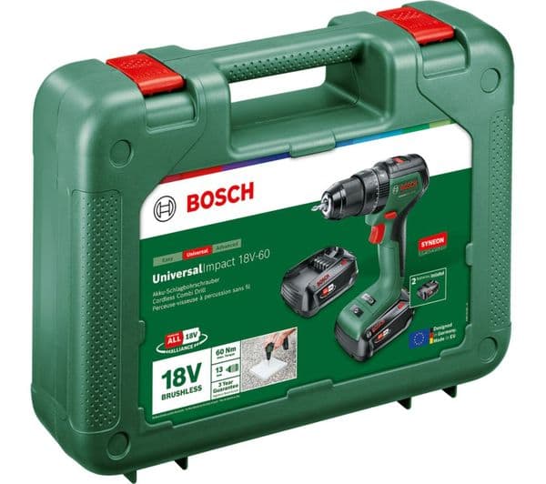 BOSCH UniversalImpact 18V-60 Cordless Combi Drill with 2 Batteries - Image 2
