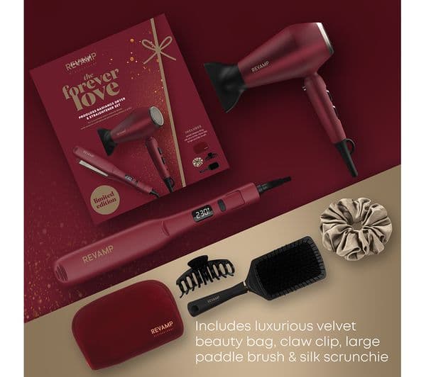 REVAMP Forever Love Hair Dryer & Straightener Gift Set - Deep Merlot - Image 2