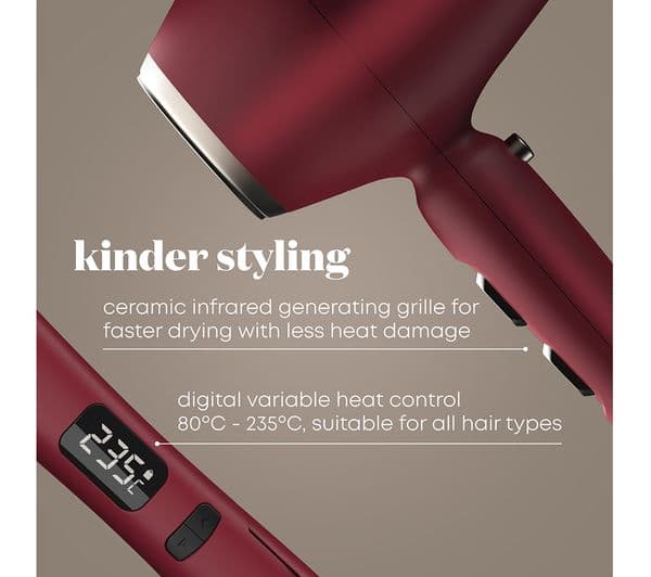 REVAMP Forever Love Hair Dryer & Straightener Gift Set - Deep Merlot - Image 6
