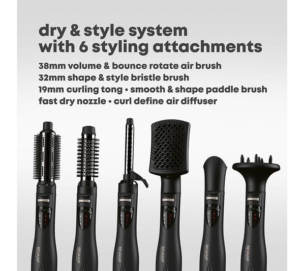 REVAMP Ionic Airstyle 6-in-1 Air Styler - Black - Image 9