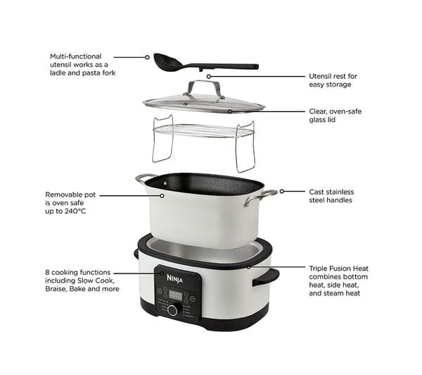 Ninja Foodi PossibleCooker MC1001UKWH 8-in-1 Slow Cooker - White - Image 10