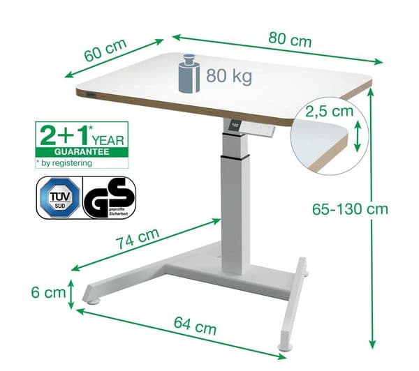 LEITZ Ergo Small Electric Sit Standing Desk - White - Image 3