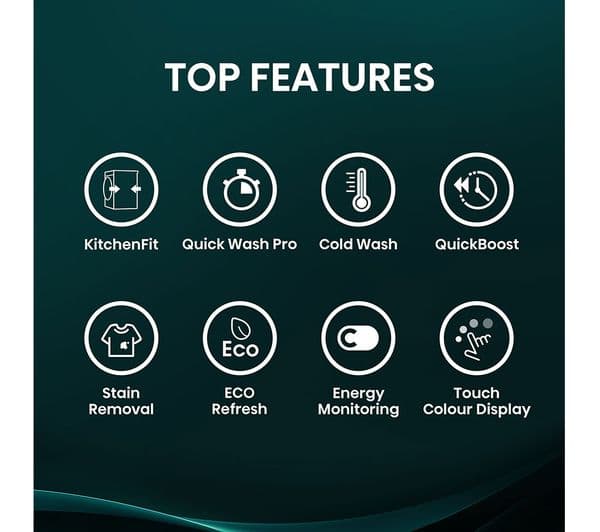 HISENSE KitchenFit 5i Series WF5I9043BWFS WiFi-enabled 9 kg 1400 Spin Washing Machine - White - Image 2