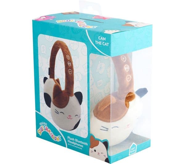 LAZERBUILT Squishmallows Cam the Cat Plush Wireless Bluetooth Headphones - Beige - Image 3