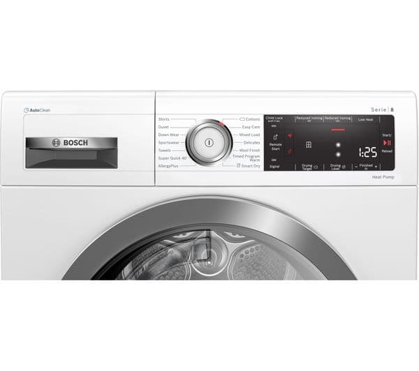 BOSCH Serie 8 WTX88RH9GB Smart 9 kg Heat Pump Tumble Dryer - White - Image 3