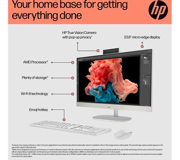 HP 24-cr0065na All-in-One PC Ryzen 7 1TB White - Image 4
