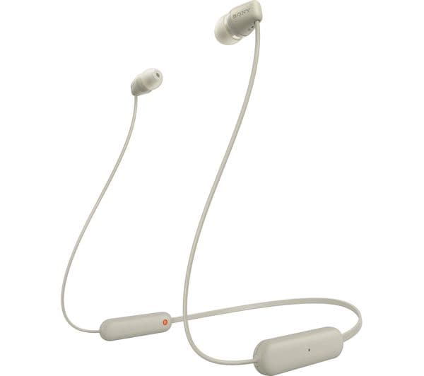 Sony WI-C100 Earbuds Taupe - Image 1