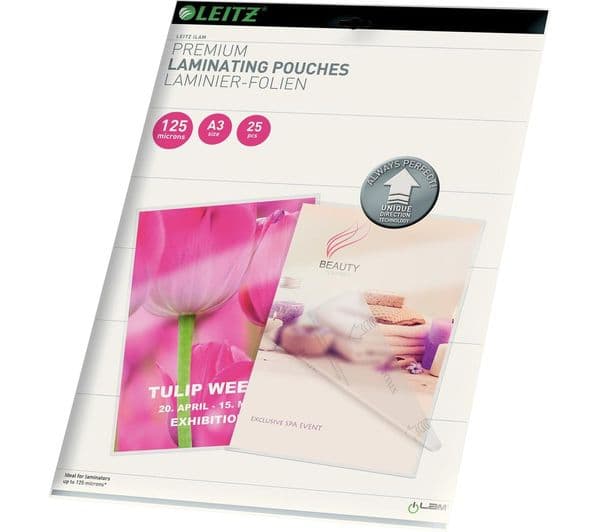 LEITZ iLAM 74890000 125 Micron A3 Laminating Pouches - Pack of 25 - Image 1