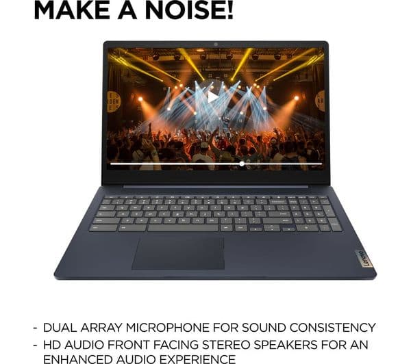 Lenovo IdeaPad Slim 3 15.6" Chromebook - Intel® Celeron®, 128 GB eMMC, Blue - Image 3