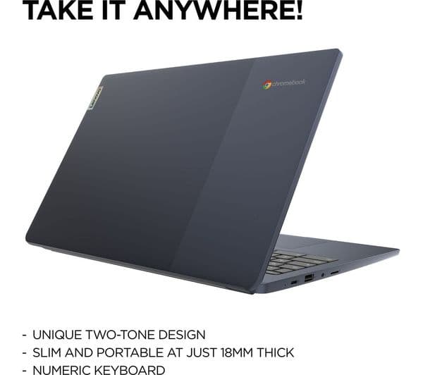Lenovo IdeaPad Slim 3 15.6" Chromebook - Intel® Celeron®, 128 GB eMMC, Blue - Image 4