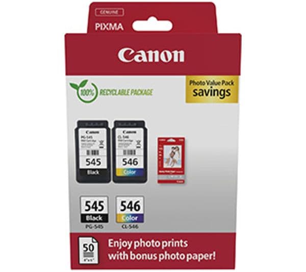 CANON PG-545XL/CL-546 Tri-colour & Black Ink Cartridges - Multipack