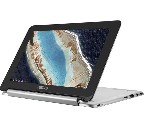 ASUS C101 10.1" 2 in 1 Chromebook - 16 GB eMMC, Silver - Image 1
