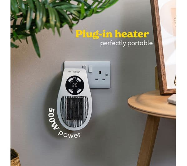 RUSSELL HOBBS RHPH2001 Ceramic Plug Heater - Black & White - Image 3