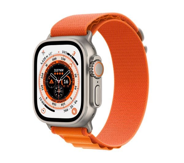 APPLE Watch Ultra Cellular - Titanium with Orange Alpine Loop, Medium, 49 mm - Image 1