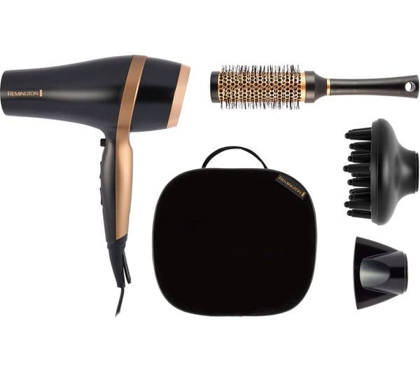REMINGTON D6960GP Salon Smooth Hairdryer Gift Set - Black & Gold - Image 1