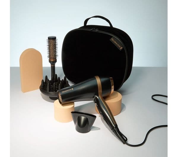 REMINGTON D6960GP Salon Smooth Hairdryer Gift Set - Black & Gold - Image 3