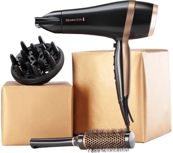 REMINGTON D6960GP Salon Smooth Hairdryer Gift Set - Black & Gold - Image 4