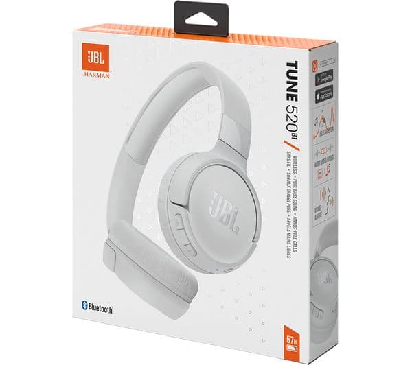JBL Tune 520BT Wireless Bluetooth Headphones - White - Image 4