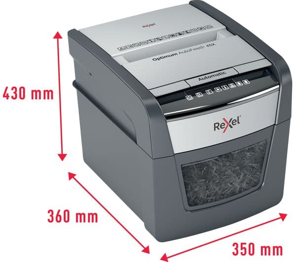 REXEL Optimum Autofeed 2020045X Cross Cut Paper Shredder - Image 3