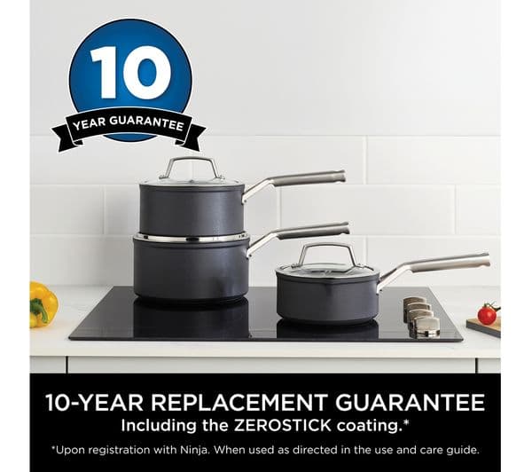 Ninja Zerostick Premium C33000UK 3-piece Nonstick Saucepan Set - Grey - Image 2