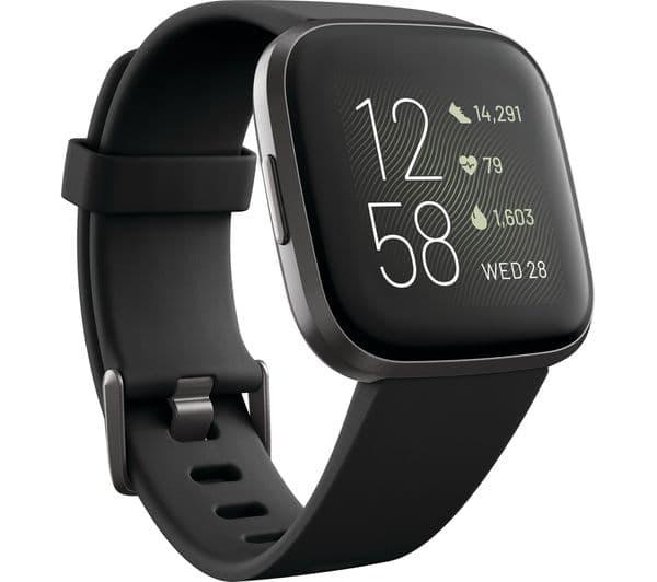 FITBIT Versa 2 Smart Watch with Amazon Alexa - Black & Aluminium - Image 1