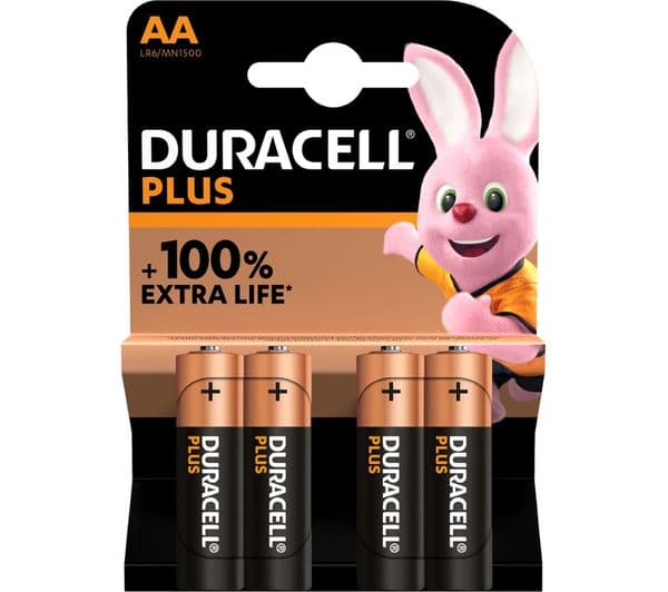 DURACELL Plus AA Alkaline Batteries - Pack of 4