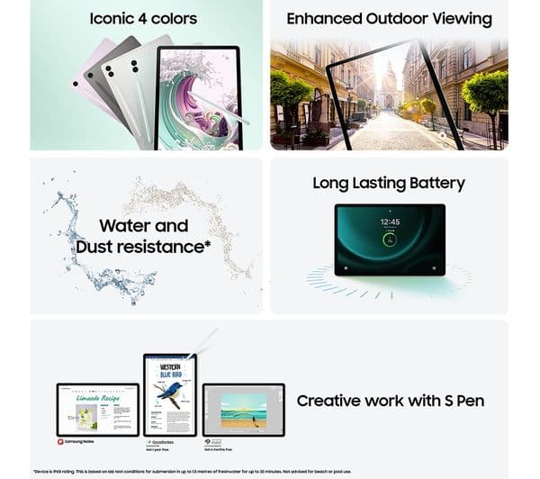 Samsung Galaxy Tab S9 FE+ 12.4 Inch 256GB 12GB RAM WiFi Android Tablet - Silver - Image 5